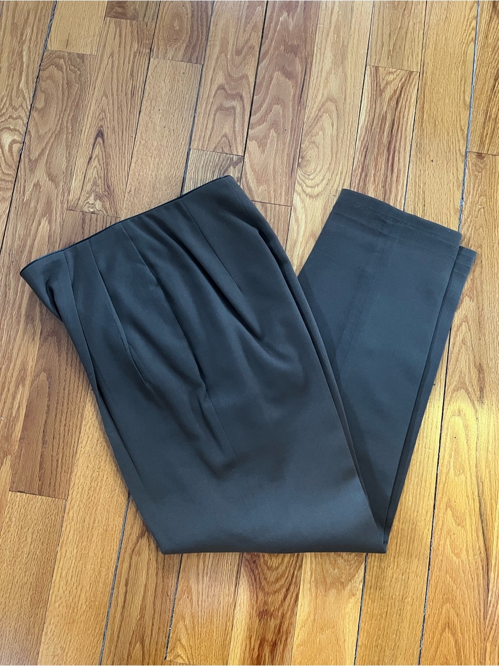 Pure Wool Black Pleated Front Dress Pants
